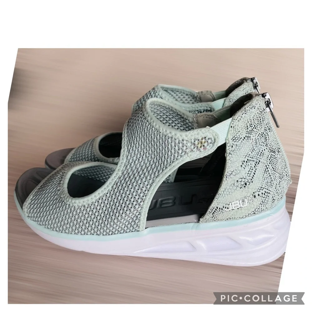 JBU by Jambu Margot Sport Wedge Sandals Sage Size 8.5 New + Tote